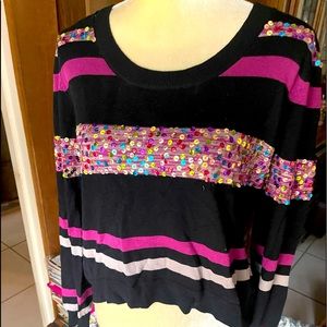 NWT Design History Sweater Striped Color Sequin L